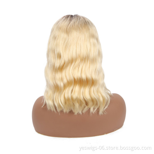 Cheap Wigs Wholesale Ombre Short Bob Cut 1b 613 Blonde HD Lace Frontal Wig Real Mink Peruvian Human Virgin Hair Wig Bob Style